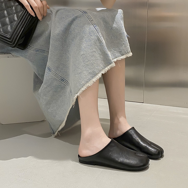 羊皮版24夏季新款复古包头半拖鞋