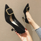 32工作鞋 2024新款 女细跟小码 31单鞋 百搭性感尖头法式 黑色高跟鞋