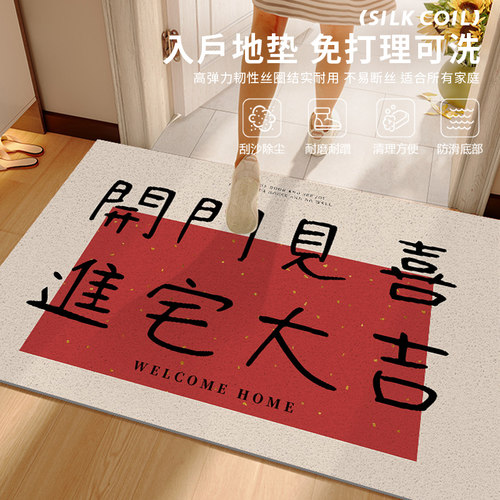 进宅大吉丝圈入户门地垫门口防滑脚垫门垫进门大门口家用玄关地毯