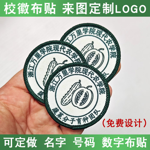 布艺校徽定制魔术贴LOGO刺绣印刷