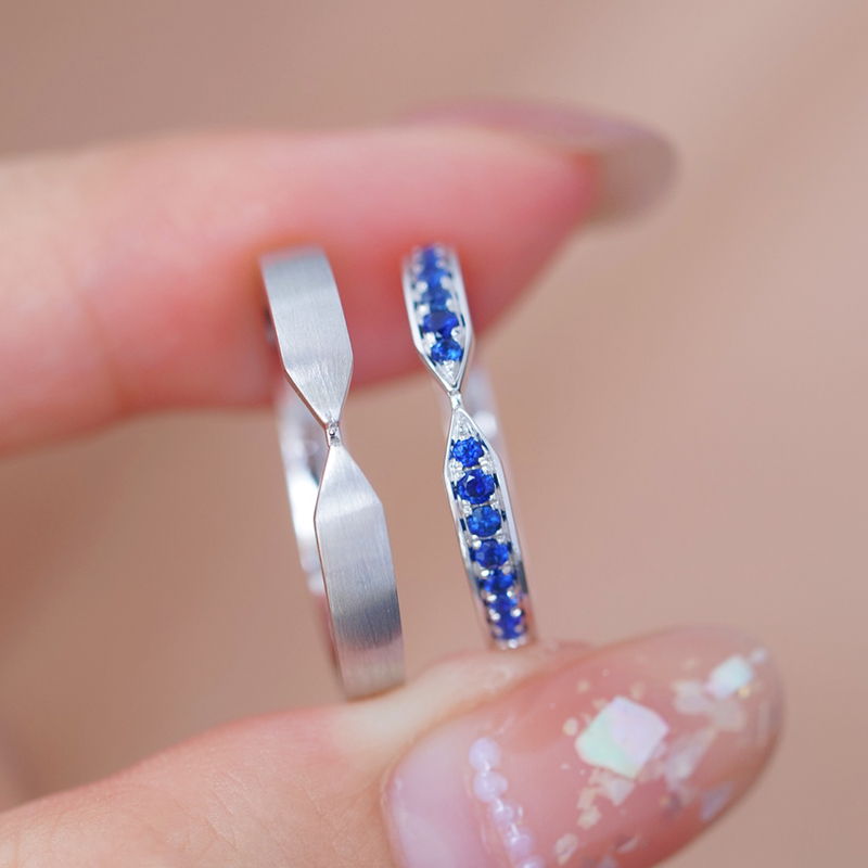 18K情侣蓝宝石对戒宝创集