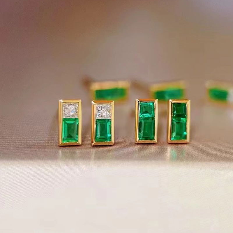 宝创集18k天然阿富汗潘杰耳钉