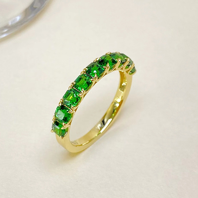 宝创集1.7克拉天然沙弗莱石戒指18k金排戒K黄浅金色彩色宝石女戒