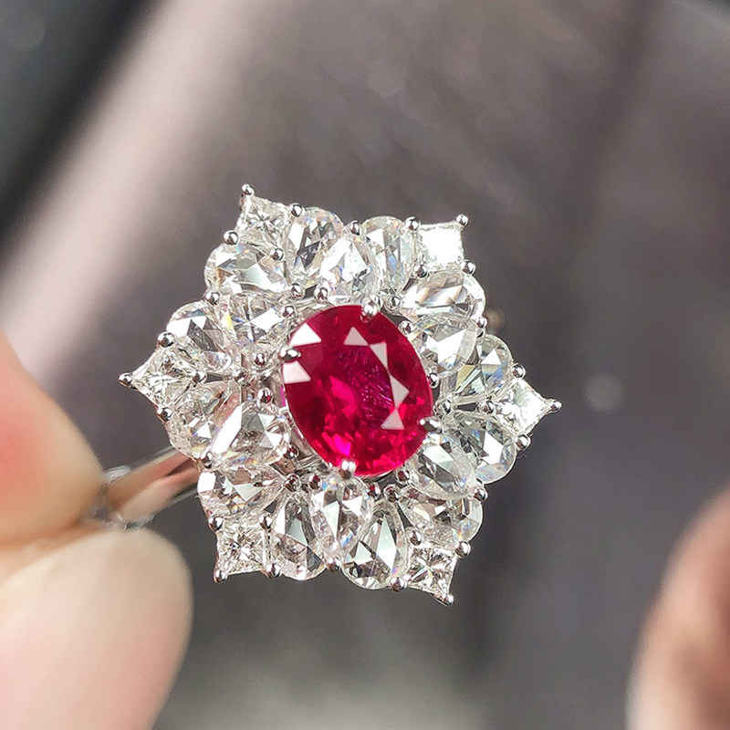 宝创集18K金0.79克拉天然缅甸鸽血红宝石戒指一款两戴彩宝吊坠