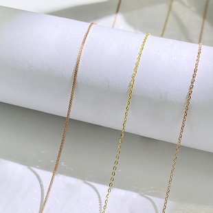 宝创集18K黄金白金十字链闪O链肖邦链珠珠链盒子链满天星链素金链