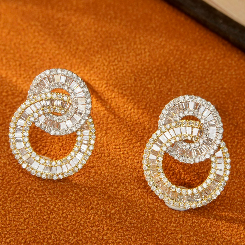 天然钻石耳钉18K金宝创集