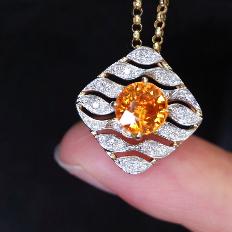 宝创集18K黄金天然芬达石正圆芬达汽水镂空菱形波浪吊坠耳钉套装,珠宝/钻石/翡翠,手饰,淘宝优惠券,粉丝福利购,淘宝优惠卷