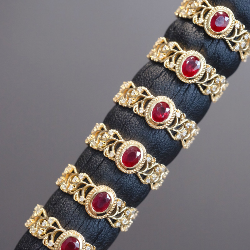 宝创集18K金镶0.45克拉天然鸽血红宝石戒指复古宫廷风彩宝女戒