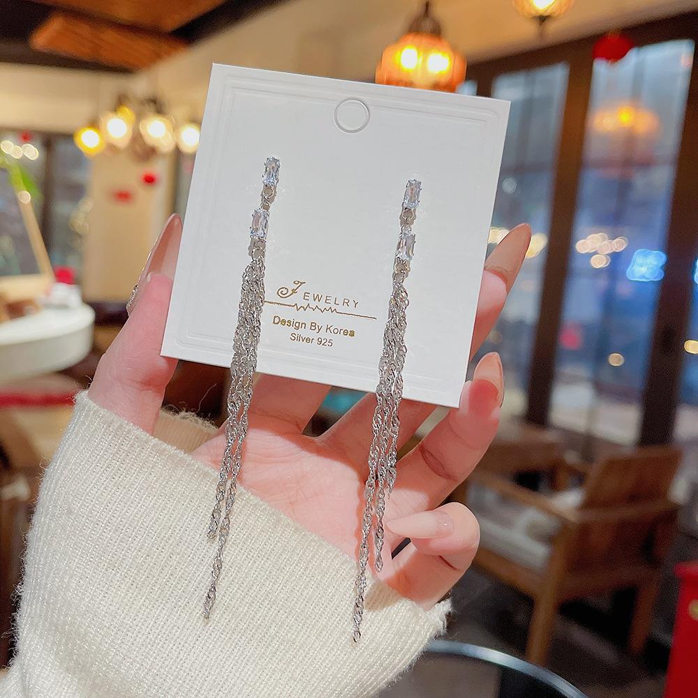 新款时尚气质长款流苏耳饰小众高级感耳钉个性设计轻奢简约耳环女