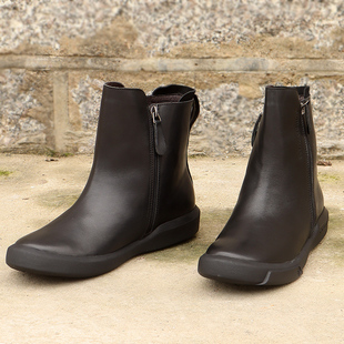 秋冬真皮短靴女平底圆头马丁靴软皮加绒棉鞋英伦风大码春秋单靴潮