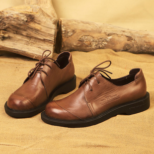 男士商务休闲皮鞋男真皮手工复古头层牛皮工装大头鞋低帮马丁靴潮