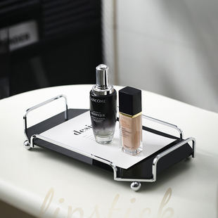 轻奢不锈钢浴室洗漱台亚克力置物架化妆护肤品香水收纳盒香薰托盘