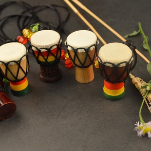 非洲鼓挂件 非洲手鼓儿童项链饰品 公司礼品 实木制作 羊皮缝制