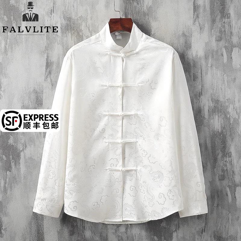 FALVLITE品牌春季高端轻奢新中式中国风上衣提花龙纹长袖男士衬衫