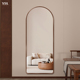 中古木纹拱形穿衣镜挂墙法式 复古全身镜卧室入户玄关衣帽间试衣镜