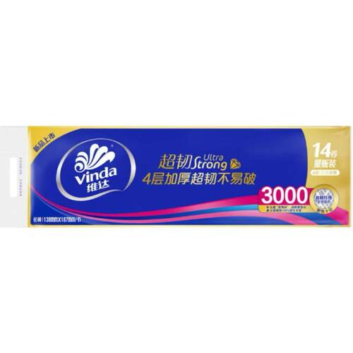 维达超韧3000克14卷无芯卷纸