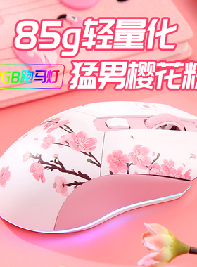 达尔优EM901双模2.4G无线鼠标有线轻量化游戏电竞电脑可充电粉色