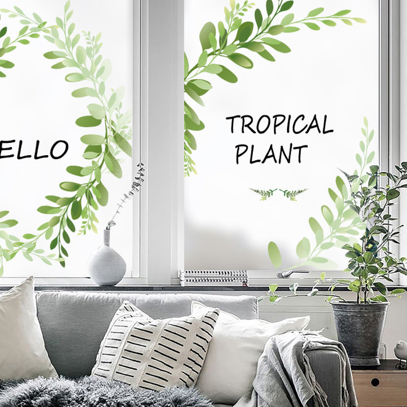 北欧风ins简约热带绿色植物叶子静电玻璃贴窗门浴室免胶磨砂贴膜在类目 家居饰品, 贴饰, 瓷砖/玻璃贴中 - 来自Buy2taobao.com提供专业的淘宝代购服务