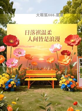 巨型仿真虞美人橱窗美陈婚庆布置