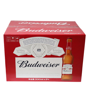 百威啤酒 330ml*24瓶整箱装 玻璃瓶装 麦汁浓度纯正 江浙沪皖包邮