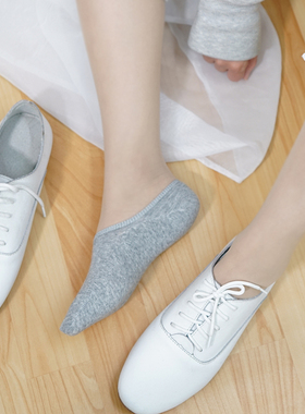 JA低帮乐福鞋春夏天浅口船袜女隐形薄款袜子吸汗纯棉硅胶防滑短袜