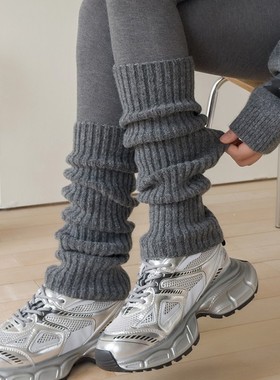 韩国东大门竖条纹堆堆袜套ins纯色简约防寒脚套保暖针织袜护腿套