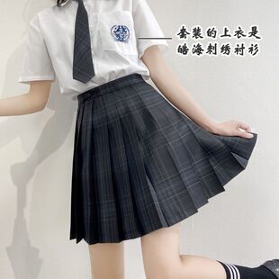 阿部 日系学院碳灰格裙JK制服裙半身裙百褶裙校服中牌同款
