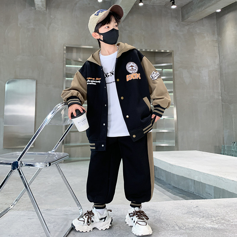 男童套装秋装2025春秋新款儿童中大童棒球服卫衣外套洋气男孩童装