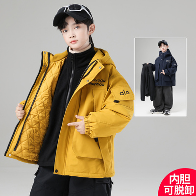 男童外套儿童三合一冲锋衣夹棉