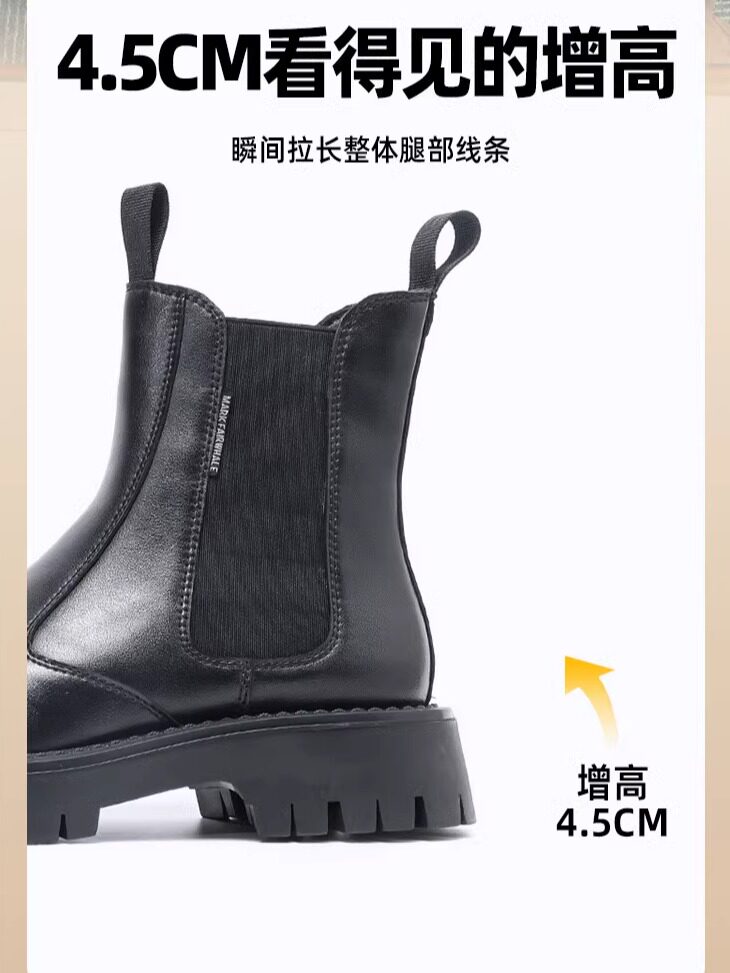 MARK WARFIELD GENUINE LEATHER CHELSEA BOOTS MENS BRITISH BOOTIES WINTER FLEECE MARTIN BOOTS THICK SOLE LEATHER BOOTS HIGH TOP