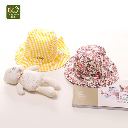 拉比特价清夏季新款女童遮阳帽0-2岁防晒太阳帽宝宝宽檐帽婴儿帽