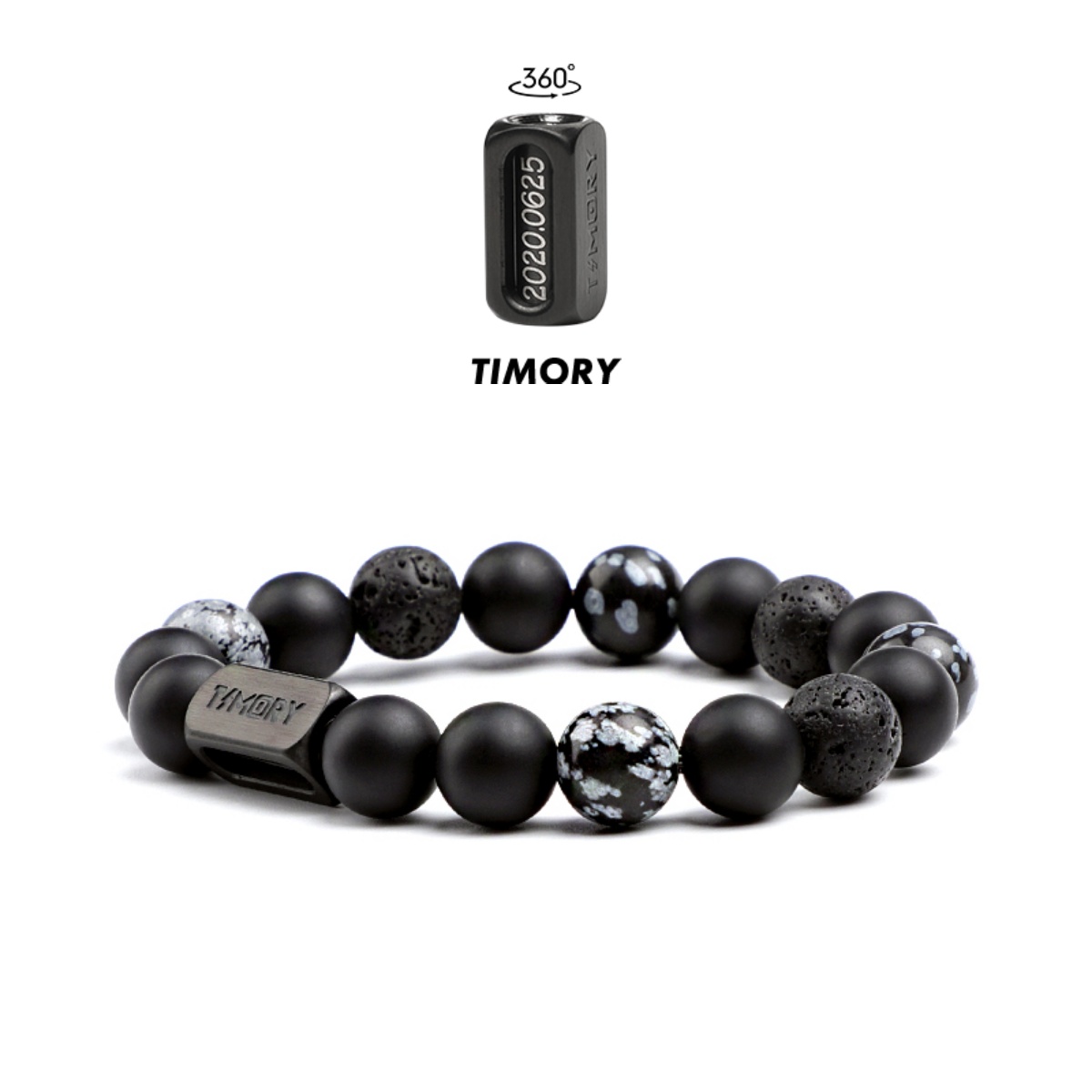 潮牌欧美可定制刻字雪花石手链