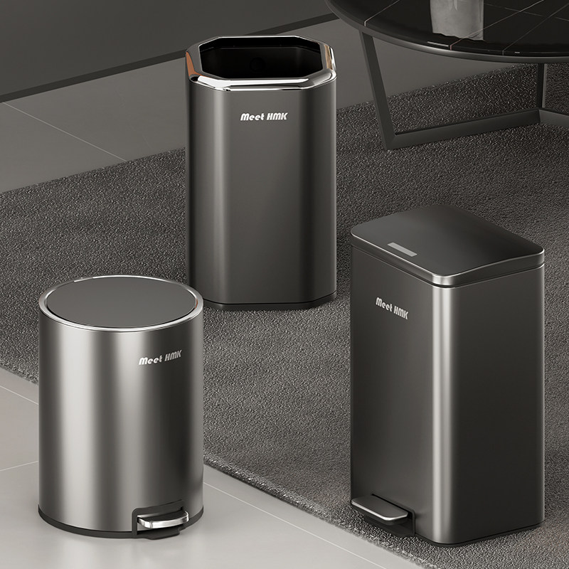 不锈钢垃圾桶家用脚踏式带盖子客厅厨房专用大号办公室商用2023新
