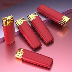 新款烈焰红金属磨砂打火机防风防爆蓝焰直冲可循环充气可定制
