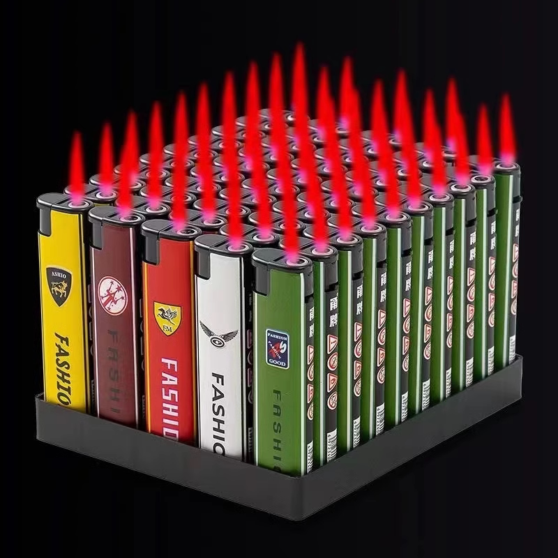 50只批发防风打火机普通家用批发一次性批发商美女防爆高颜值发财