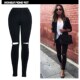 elast fashion ripped ladies jeans women pants trousers3810