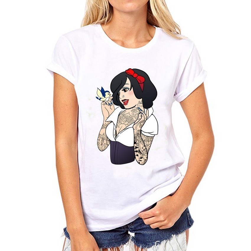 Princess Female T-shirt White Women Tshirts Summer Casual