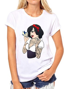 Princess Female T-shirt White Women Tshirts Summer Casual