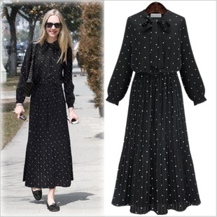 dress size Fashion ladies chiffon dot women large dresses 女