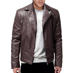 coat 皮夹克外套Men 秋季 新款 男士 外贸欧码 修身 皮衣大码 leather