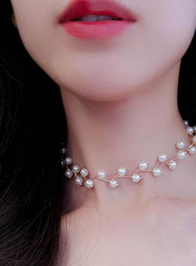 New Charm Simulated Pearl Beads Choker Necklace For Women