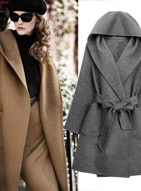 2022autumn winter women woolen trench jacket coat cardigan女