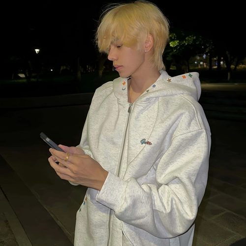 美式复古重磅连帽刺绣卫衣