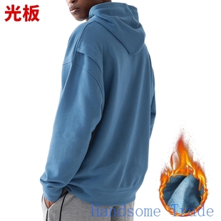 men hoodies Sweatshirt冬季加绒纯色卫衣男国潮宽松大码运动上衣