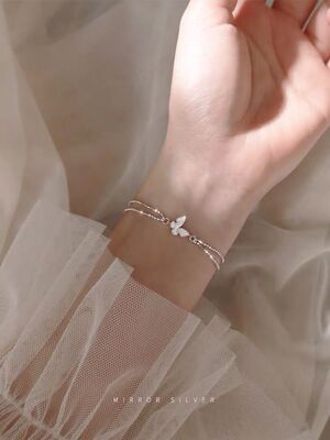 Bracelet butterfly inlaid with Diamond Sterling silver acce