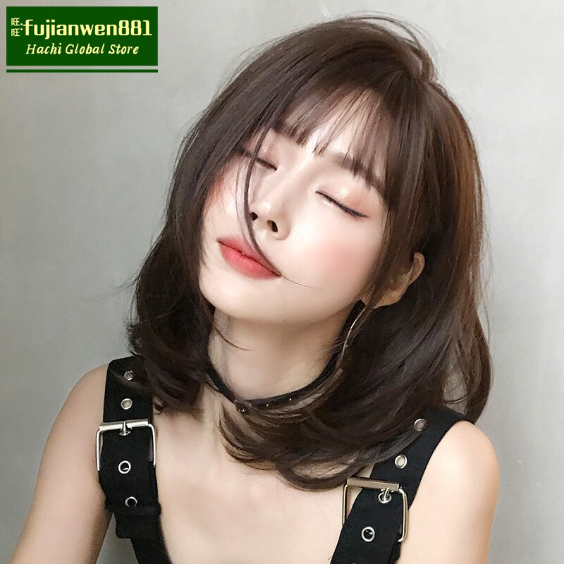 Custom new wig women short hair neat bangs round face BOBO