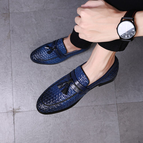 men leather shoes leisure Loafers shoes man 男士编织休闲皮鞋