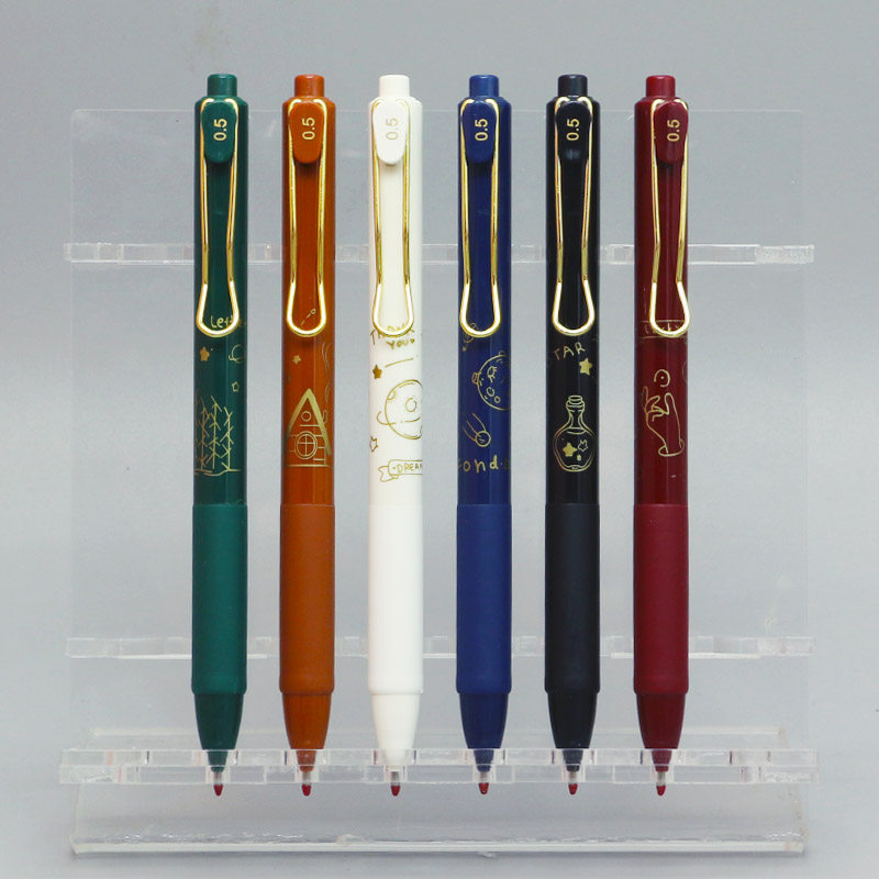 掌握grasp星光按动式中性笔学生用水笔签字笔0.5黑子弹头复古色笔