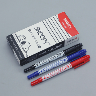 晨光snoopy双头记号笔勾线笔SPM21302黑马克笔油性笔红蓝防水速干