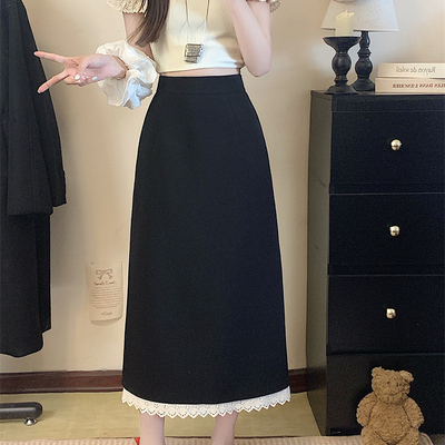 蕾丝花边中长款半身裙